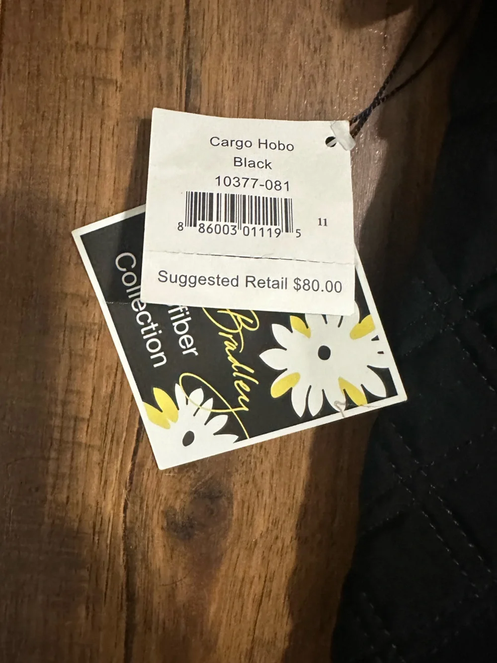 Vera Bradley Quilted Black Bag with Front Pockets